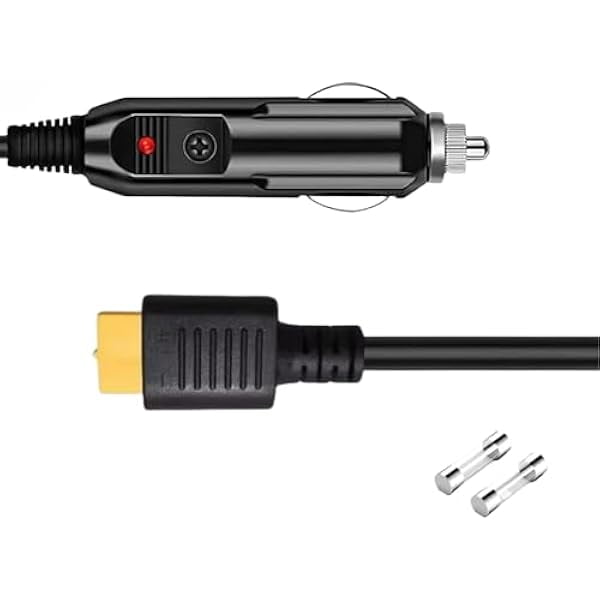 12V/24V Car Charger Cable for Ecoflow Delta/River, Bluetti EB55, Anker 757/767 & More Solar Power Stations with XT60 Connector, Including EF ECOFLOW Wave 2 Air Conditioner DC Adapter