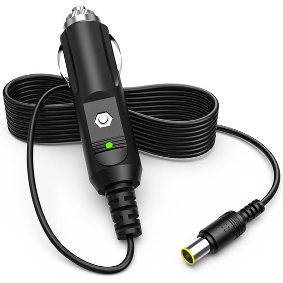 12V-24V Car Charger for Portable Power Station Explorer 1000/300/500/880/550/290/240/160 & Solar Generator, 6.6FT Charging Cord, 8.0mm Connector, AC 100V-240V Input, Compatible with 12V-24V Vehicles