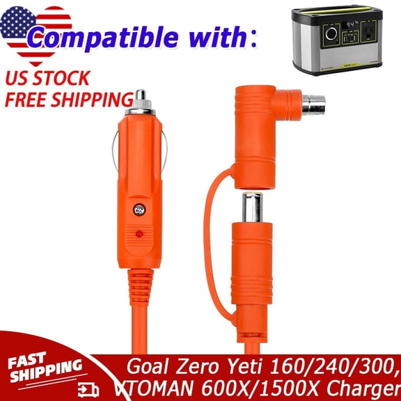 12V/24V Car Charging Cable Compatible with Goal Zero Yeti 160/240/300, VTOMAN 600X/1500X