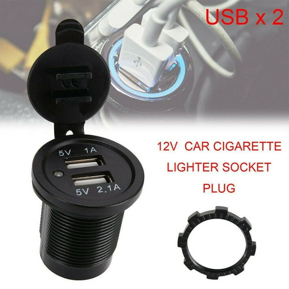 12V/24V Car E Socket Dual Usb Power Adapter Charger Plug Splitter