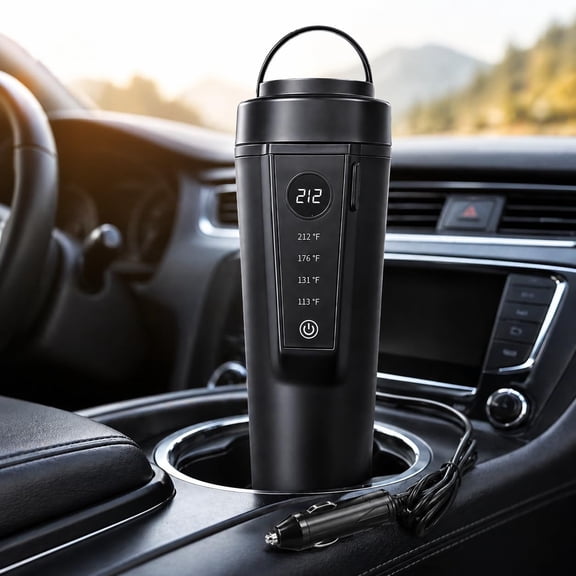 12V/24V Car Kettle, Portable Kettle for Hot Water, 316 Stainless Steel Premium Liner,Smart Multi-speed Temperature Control for Truck Driver OTR, Road Trips, RV(BLACK)