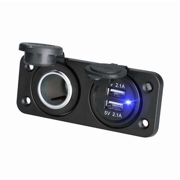 12V-24V Car USB Charger Socket Multifunctional 2 In 1 Switch Panel Power Outlet 240W with LED Light for Car Boat Marine