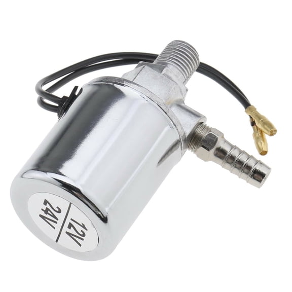 12V/24V Chrome Plated Air Electric Solenoid Valve with 1/4" Barb Fitting for Commercial Truck and Van Air Ride Systems