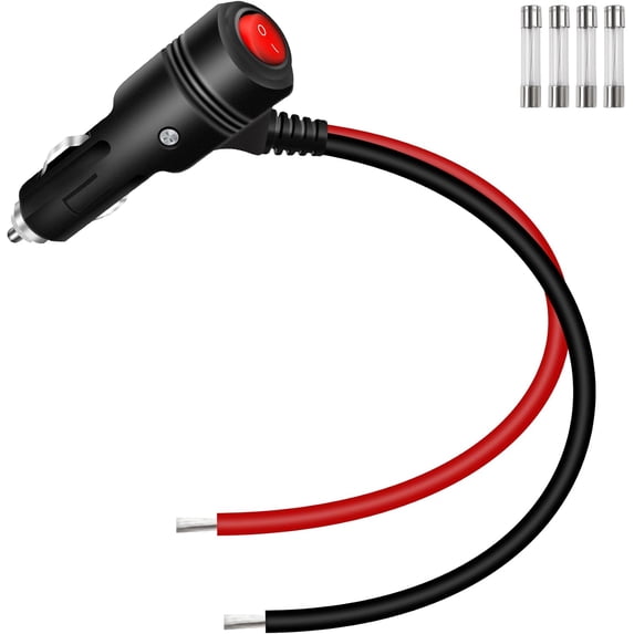 12V 24V Cigarette Lighter Plug Adapter,16AWG Heavy Duty 15A Car ...
