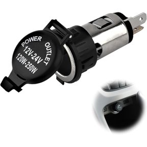 12V-24V Cigarette Lighter Socket (with Dustproof Cover) 120W Waterproof Model, Compatible with 12V-24V Power Outlet Systems, Ideal for Cars, Motorcycles, Boats, Tractors & More