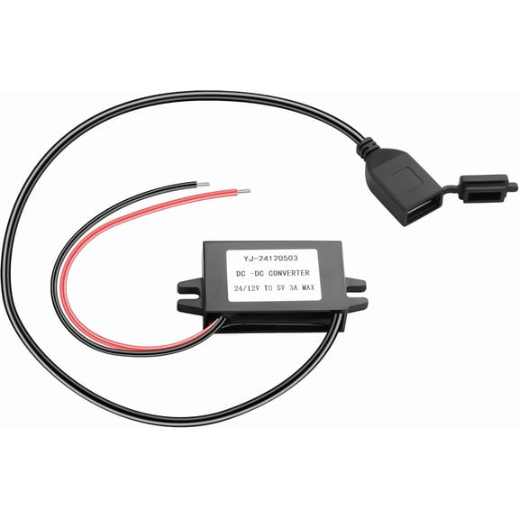 12V 24V DC to 5V 3A USB Female Converter Adapter Buck Module,DC to D C 12V Step-Down Power Adapter,Step-Down Converter,Dc Converter Car Power Voltage(USB Connector with Dust Cover)