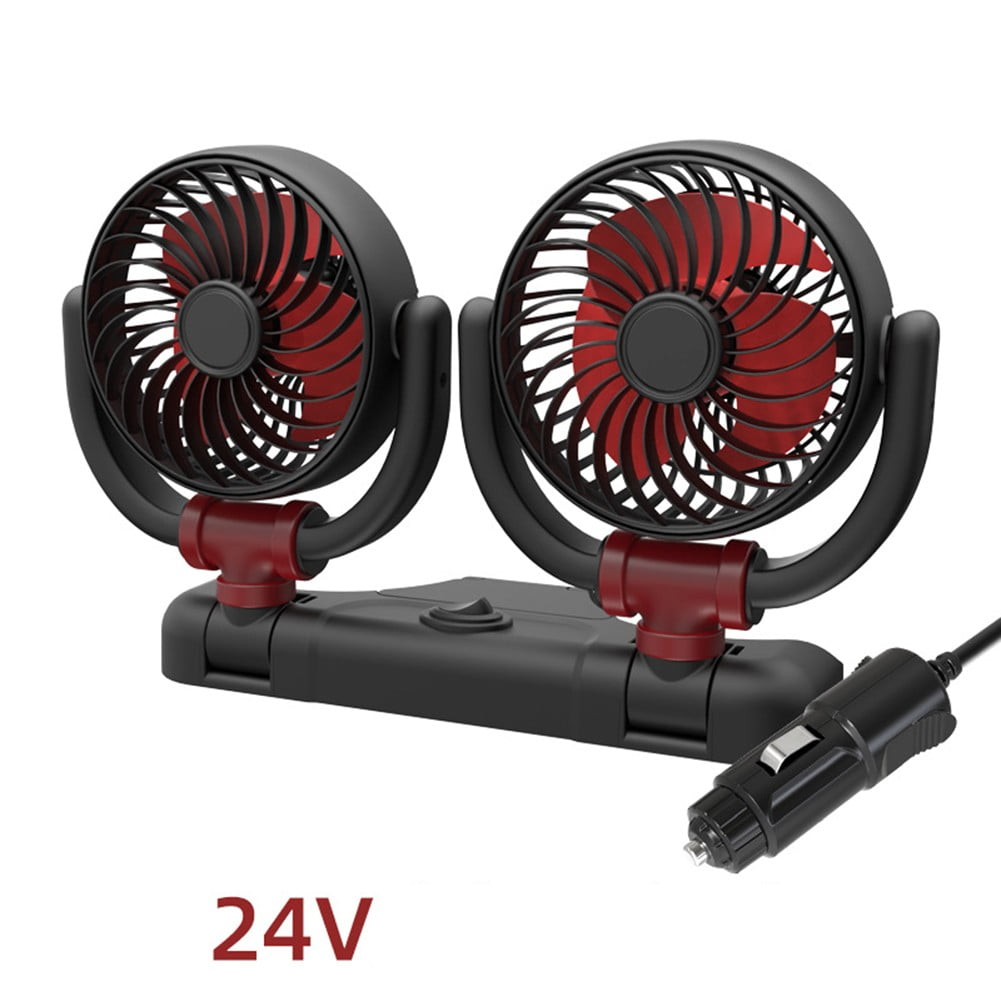 Car Fan 2024 New Portable Folding Fan 12V/24V Dual Head Brushless Motor 360 Rotation Strong Wind Air Circulation Fan For Sedan Suv Rv Truck Cruise Home Office Desktop White Usb Plug White Usb Plug