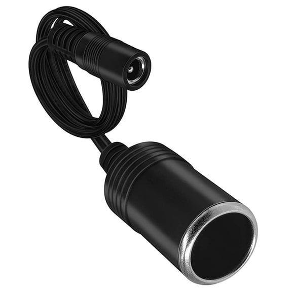 12V 24V Female Car Socket Connector Charger Cable Adapter DC 5.5mm x 2.1mm-Plug for Auto Vehicle Power Supply Black(Female)