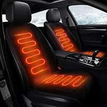 12V/24V Heated Seat Cushion for Car & Truck - 3 Heat Settings Universal PU Leather Heating Pad with Adjustable 104°F-131°F (Black)