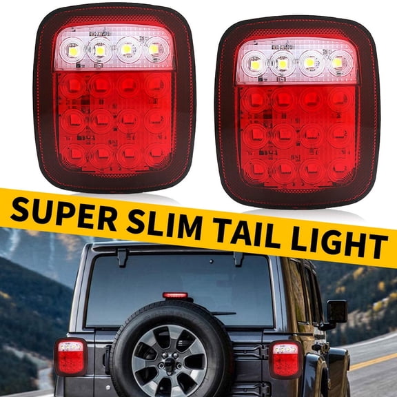 12V-24V LED Trailer Tail Lights 1 Pair with Stop, Brake, Turn, and License Plate Lamps, Waterproof Tow Lighting System with Wiring Harness for Boats, Trucks, Campers, Rvs, and Snowmobiles