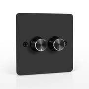 12V 24V Led Dimmer Switch 2 Gang 120W Pwm Rotary Brightness Control For Rv Boat Caravan Lighting Black High Side Dimmer