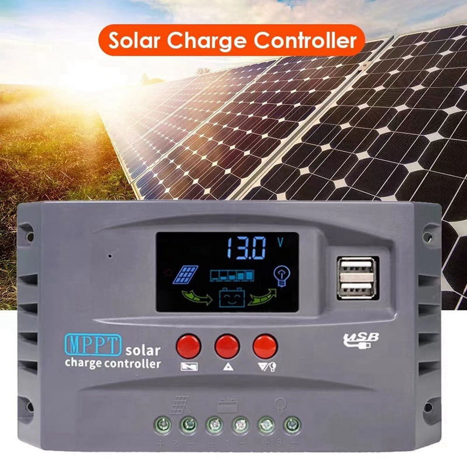 12V 24V MPPT Solar Charging Controller Smart Display Dual USB Voltage ...
