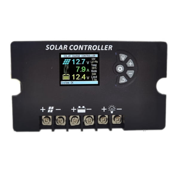 12V/24V PWM Solar Charge Controller 30A with Color LCD Screen, Adjustable Voltage, Multi-Battery Support