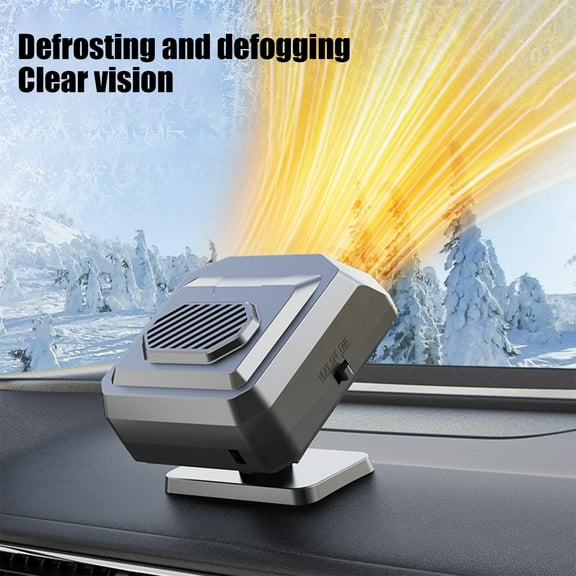 12V 24V Portable Car Heater, Fast Heating Function, Dual Gear Temperature Control, Defrost Defog Design, Rotatable Base Fan, Multifunctional Warm Air Machine for Auto Cab and Cold Weather Use