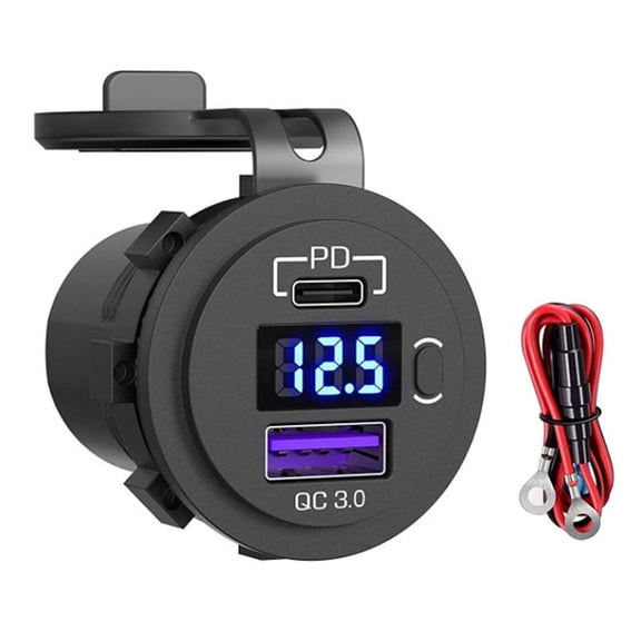12V 24V Quick Charge 3.0 USB SUV Car Charger Waterproof 36W Type C PD Outlet Fast Charger with on Power Switch