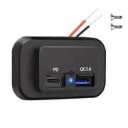 12V/24V RV USB Outlet, PD3.0 USB-C & Quick QC3.0 USB-A Port Panel Wall Mount Automotive Car Socket Power for RV Marine Boats ATV Motorcycle Truck Golf Cart