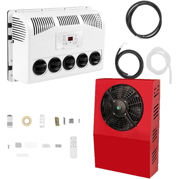 12V/24V Truck DC Air Conditioner, Split Type RV Air Conditioner, 360 Degree Adjustable Air Outlet, 8 Hours Long-Term Cooling, Fit for RV Trucks Buses Camping Vans