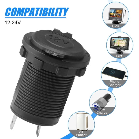 12V 24V Waterproof Car Cigarette Lighter Socket Outlet Charger Power Adapter Plug Connector Power Supply