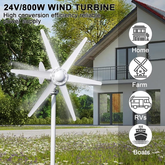 12V/24V Wind Power Generator 800W, Three-Phase Alternating Current, Waterproof & Corrosion-Resistant, Adjustable Windward Tail, 43-Inch Rotor Diameter