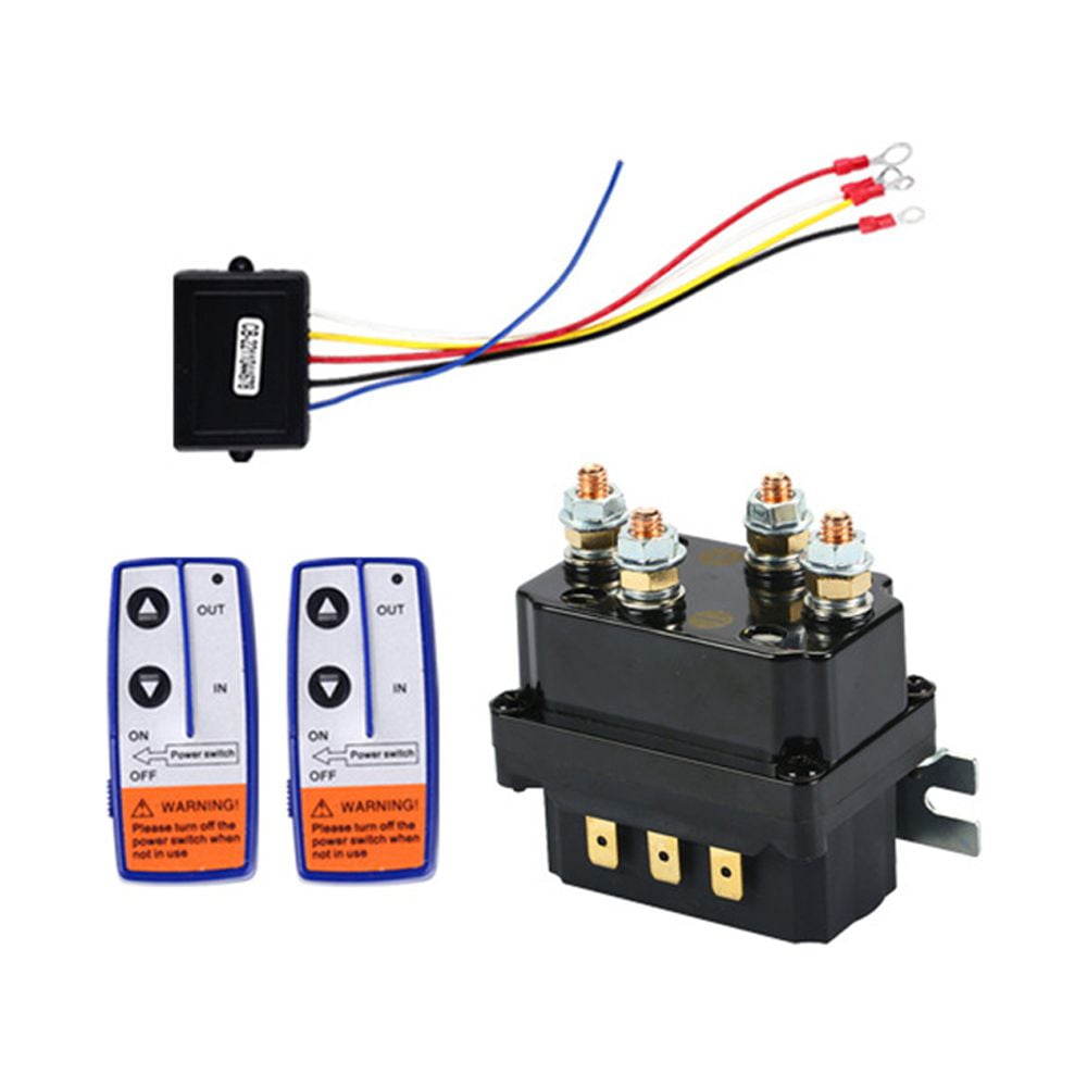 12V 250A Winch Solenoid Relay Contactor+2pcs Wireless Winch Remote Control Kit for Truck Jeep