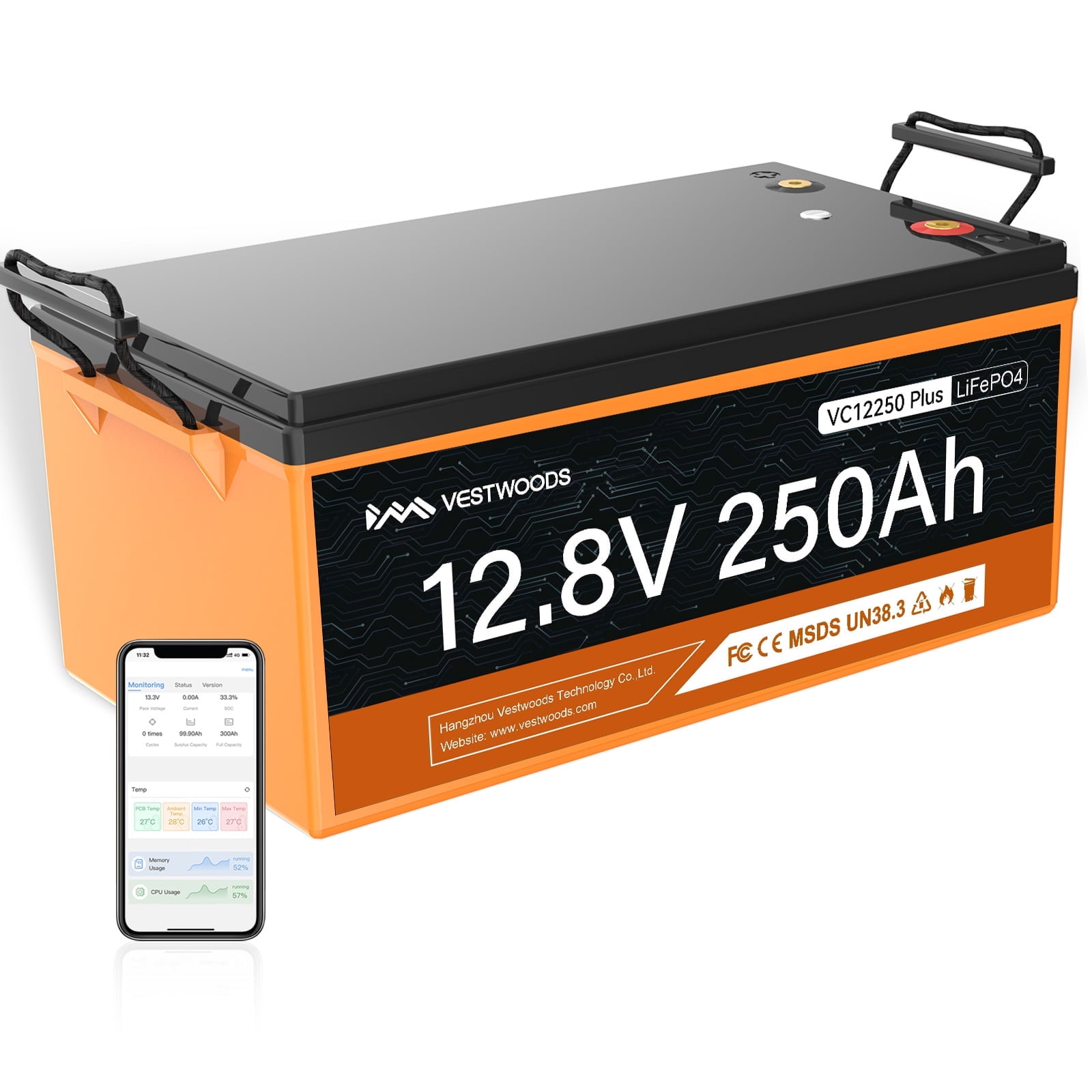 12V 250Ah LiFePO4 Lithium Battery, Group 8D Deep Cycle Battery for ...