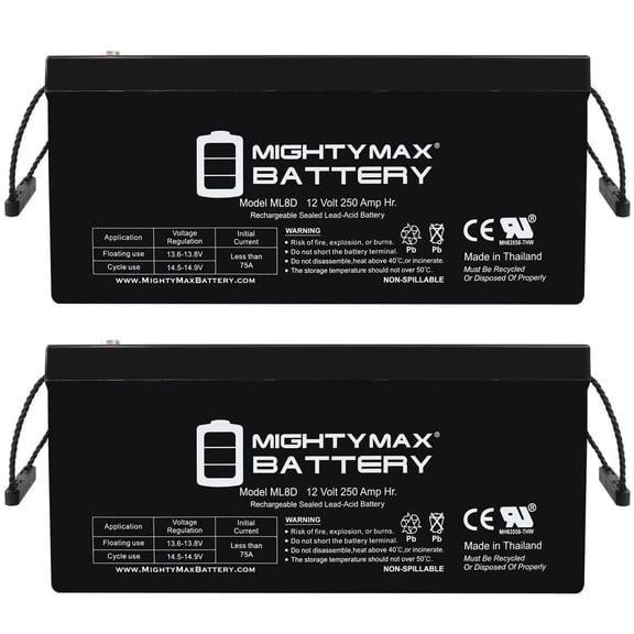 12V 250Ah SLA Replacement Battery Compatible with MK Battery 12 Volt 245 AH - 2 Pack