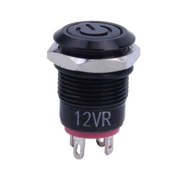 12V 2A 9.5mm LED Metal Cap Power Momentary Push Button Switch Car DIY Modified, Red,1 x Switch Button,Red
