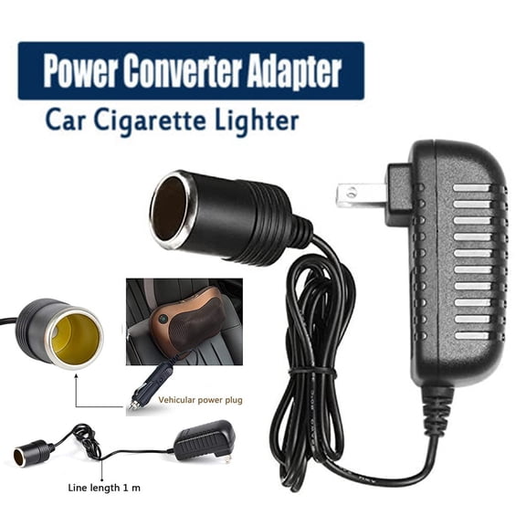 12V 2A AC to DC Power Converter, Car Lighter Socket Adapter for Coolers, Pumps & 12V Devices, 110-240V Input with LED Indicator (1m Cable, Black)