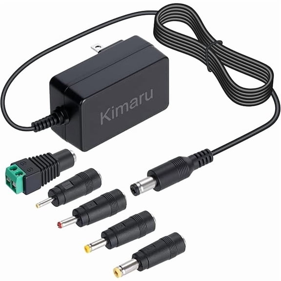12V 2A Power Adapter, UL Listed 12 Volts 2000mA AC to DC Power Supply Cord with 5 Tips for LED Strips, CCTV Cameras, BT Speakers, Yamaha Keyboard, GPS, Router, Webcam