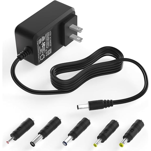 12V 2A Power Supply Adapter Compatible with WD Western Digital My Book, Seagate Hard Drive Power Cable, WD My Book, WD My Cloud, LED Strips, CCTV Cameras, Routers - 5 Universal Tips(6ft)