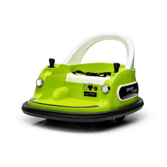 12V 2WD Kids Ride On Bumper Car for Ages 1.5–5, Electric Toy Vehicle with Remote Control, LED Lights, Bluetooth, 360° Spin, Anti-Collision Padding & 5-Point Safety Belt(grass green)