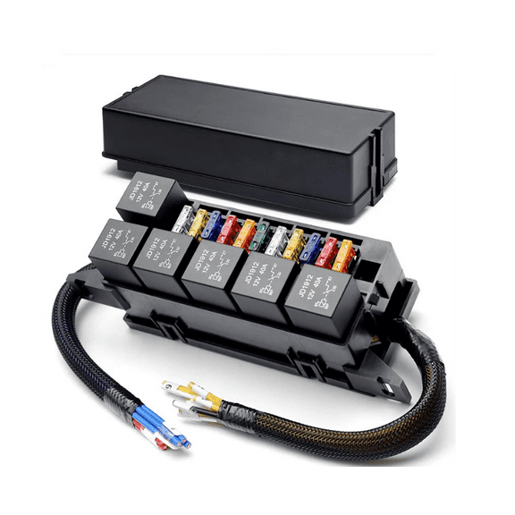 12V 3-60A Universal 11-way FUSE RELAY BOX Block Holder & 6Pcs Relays For Car Truck