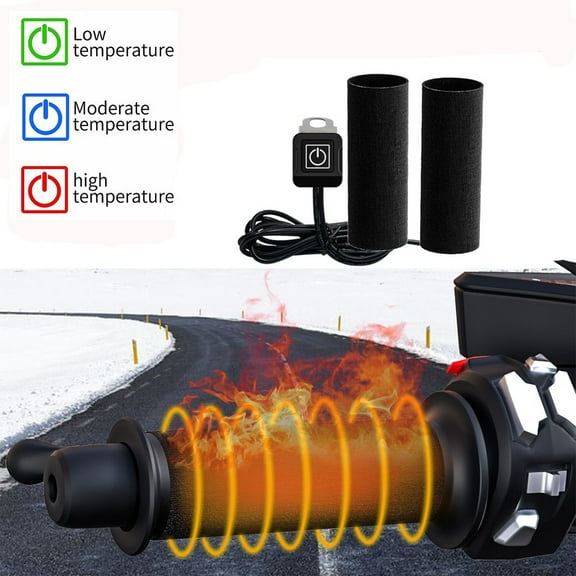 12V 3-Gear Motorcycle Heated Hand Grips Waterproof Handlebar Heater Warmer Kit