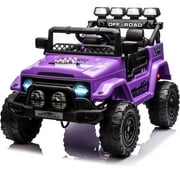 Shininglove 12V 3-Speed Ride On Truck Car for Little Boys Girls, Electric Off-Road Vehicle with Remote Control, Spring Suspension, LED Lights, Bluetooth, Music & Horn
