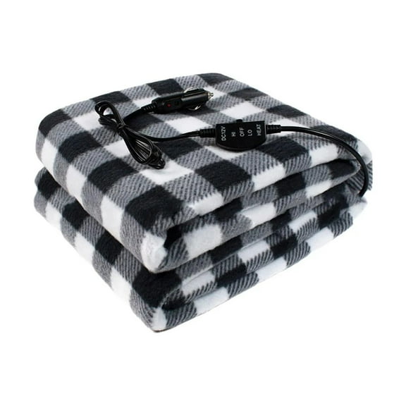 12V 3 Speed Temperature Control Checkered Heating Blanket Adjustable Settings 110x150cm Car Travel Warmth