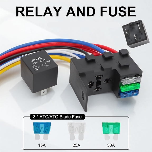 12V 3 Way 4PIN 40A Fuse Relay Kit For Cars Truck Marine Boat Jeep