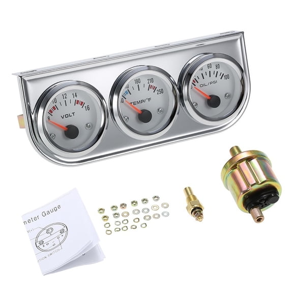 12V 3 in 1 Car Gauge Kit Oil Pressure Water Temperature Voltmeter LED back-lit Meters Universal Motorcycles Accessories