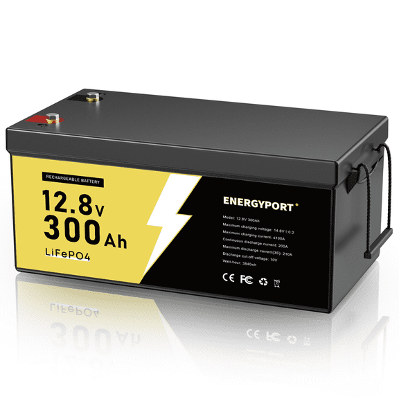 12V 300Ah LiFePO4 Battery 200A BMS 3840Wh Up to 6000+ Deep Cycle Lithium Iron Phosphate Battery Perfect for RV Camping Marine Solar Energy Storage Backup Power