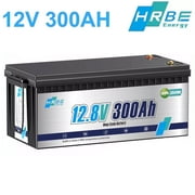 12V 300Ah LiFePO4 Lithium Battery,RV Batteries for Marine,Solar,Trolling Motor,Golf Carts,Motorhome,Camper,Home Energy Storage,Built in 200A BMS,HRBEENERGY 15000+Deep Cycles
