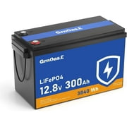 GrnOas.E 12V 300Ah LiFePO4 Lithium Battery, Built-in 150A BMS, 15000 Deep Cycles, 3840Wh, Low Temp Protection Lithium Iron Phosphate Battery for Golf Cart, RV, Trolling Motor, Marine, Solar, off-Grid