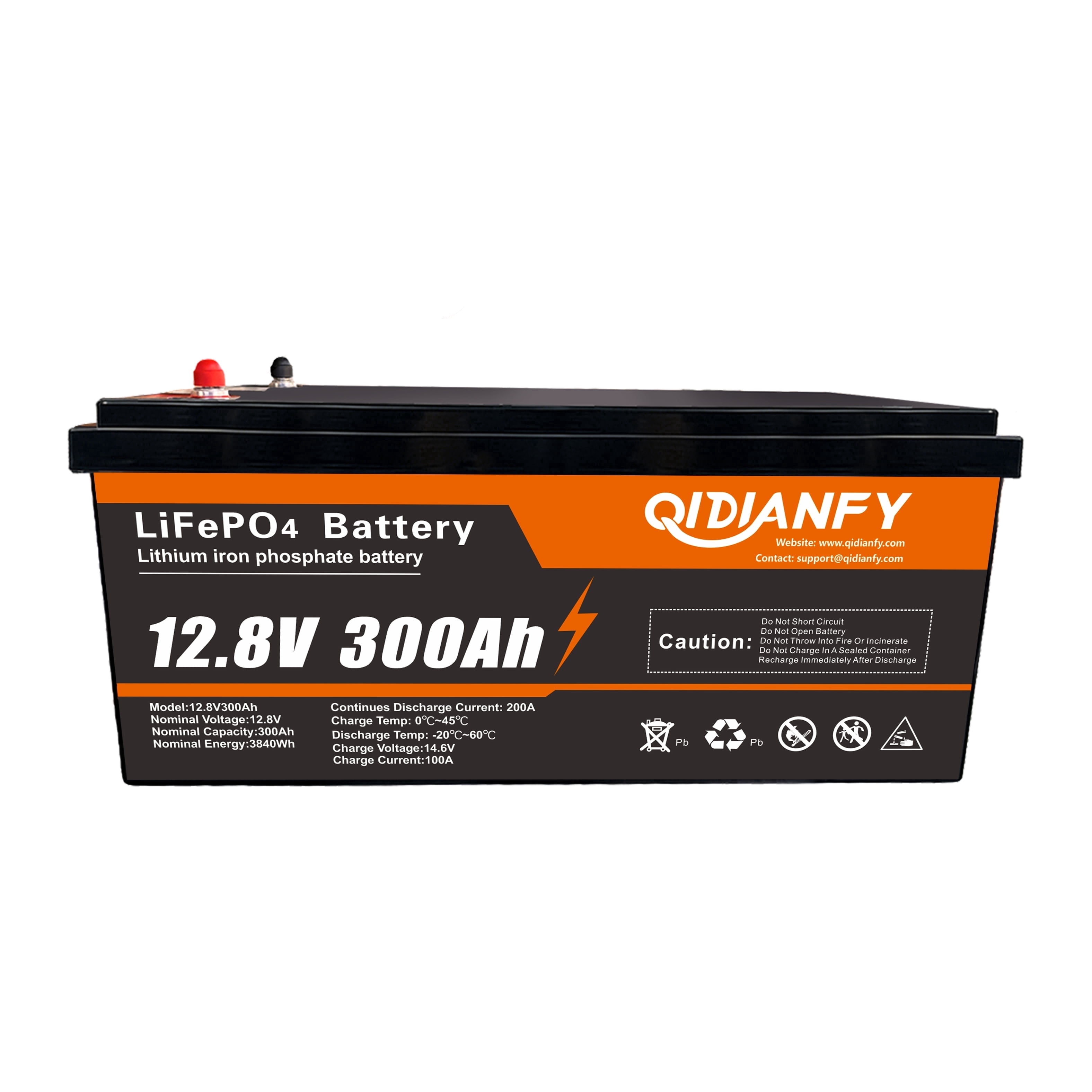 12V 300Ah Lithium LiFePO4 Battery, 200A BMS 3840Wh Rechargeable Lithium Iron Phosphate Battery for Solar Energy Storage, Backup Power, RV, Camping, Off-Grid, Marine
