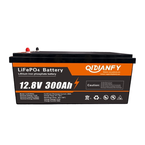 12V 300Ah Lithium LiFePO4 Battery, 200A BMS 3840Wh Rechargeable Lithium Iron Phosphate Battery for Solar Energy Storage, Backup Power, RV, Camping, Off-Grid, Marine