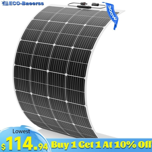 12V 300W Monocrystalline Flexible Solar Panel Home RV Caravan Boat Golf Off Grid