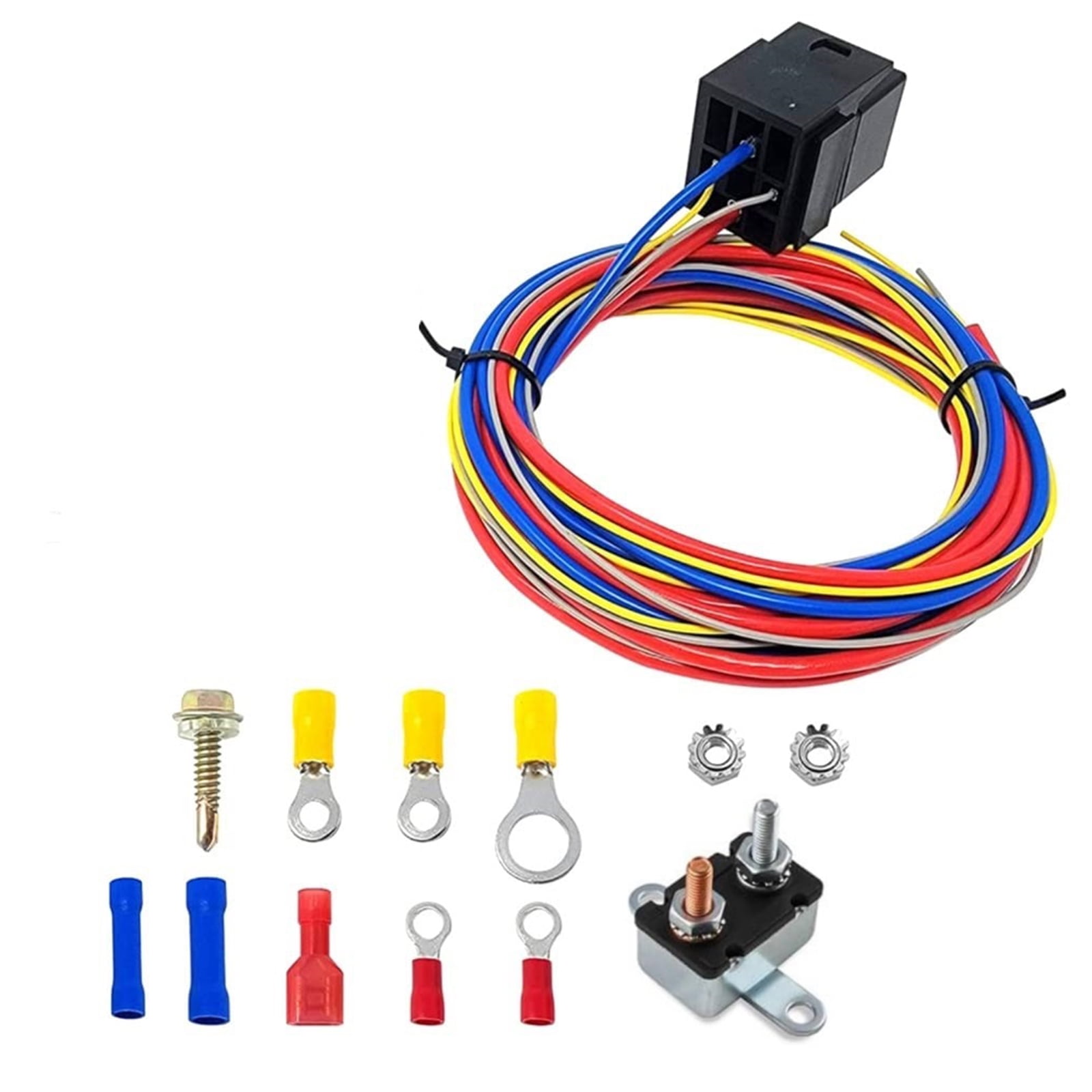 12V 30A Electric Fan Radiator Wiring Harness& Relays Wiring Kit ...