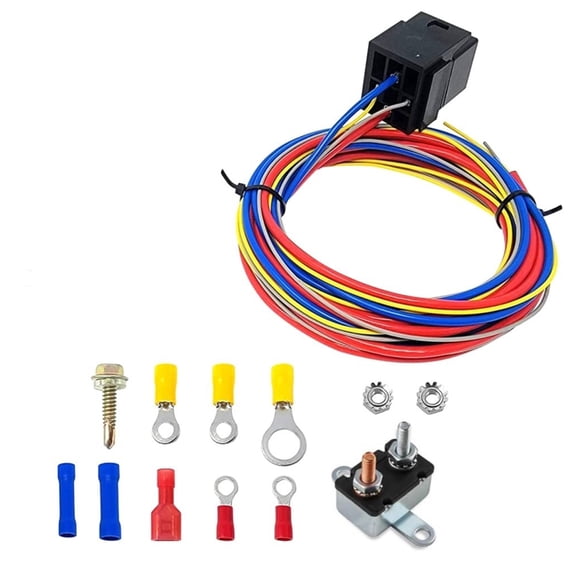 12V 30A Electric Fan Radiator Wiring Harness& Relays Wiring Kit Automotive Wire Harness Easy To Install
