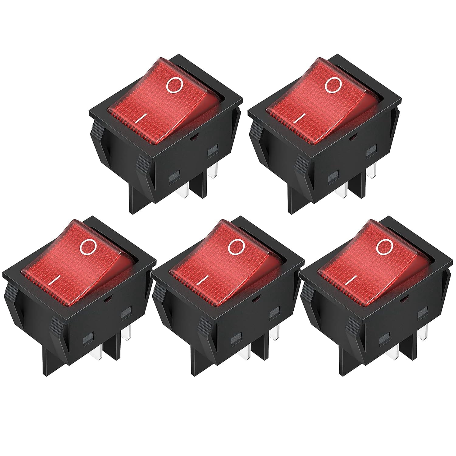 12V 30A Rocker Switch 4 Pin Red LED Lighted Rocker Toggle Switch DPST ...