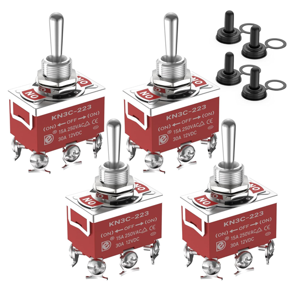 12V 30A Waterproof Toggle Switch, 4-Pack