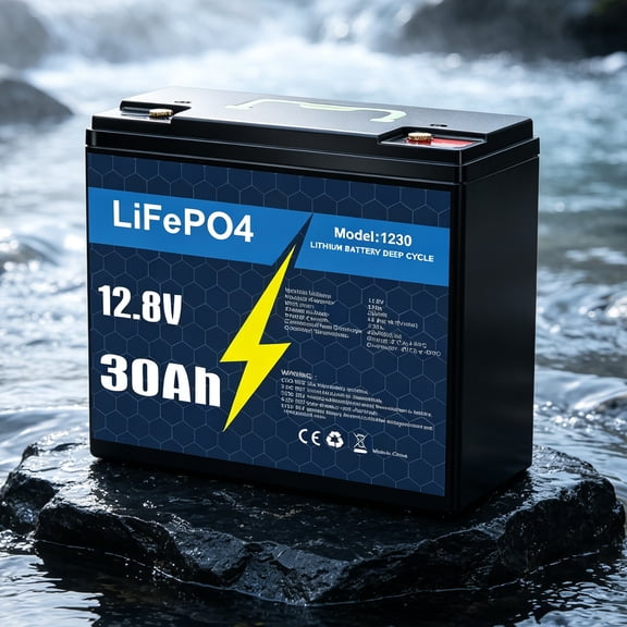 12V 30Ah LiFePO4 Lithium Battery, Built-in BMS, Perfect for RV, Fish Finder