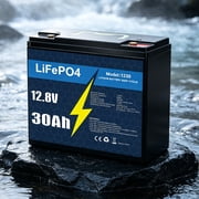 12V 30Ah LiFePO4 Lithium Battery, Built-in BMS, Perfect for RV, Fish Finder