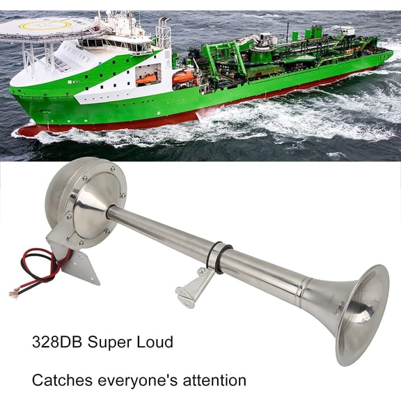12V 328DB Single Trumpet Air Horn VXH1112MARC Powerful Stainless Steel Electric Horn for Marine Boat RV Yacht Truck Trailer Train Lorry